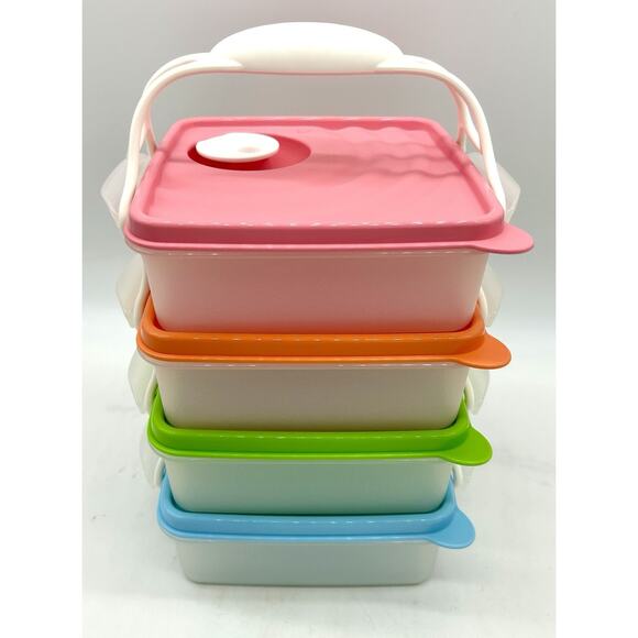 Tupperware CrystalWave Goody Box Set Vented W/ Handle Set Of 4 Never Used - Picture 12 of 14